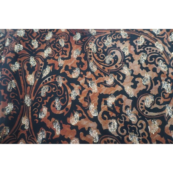 Kobi Halperin Women Dayna Metallic Paisley Gold Brown Ruffle Blouse Size M - Picture 9 of 12